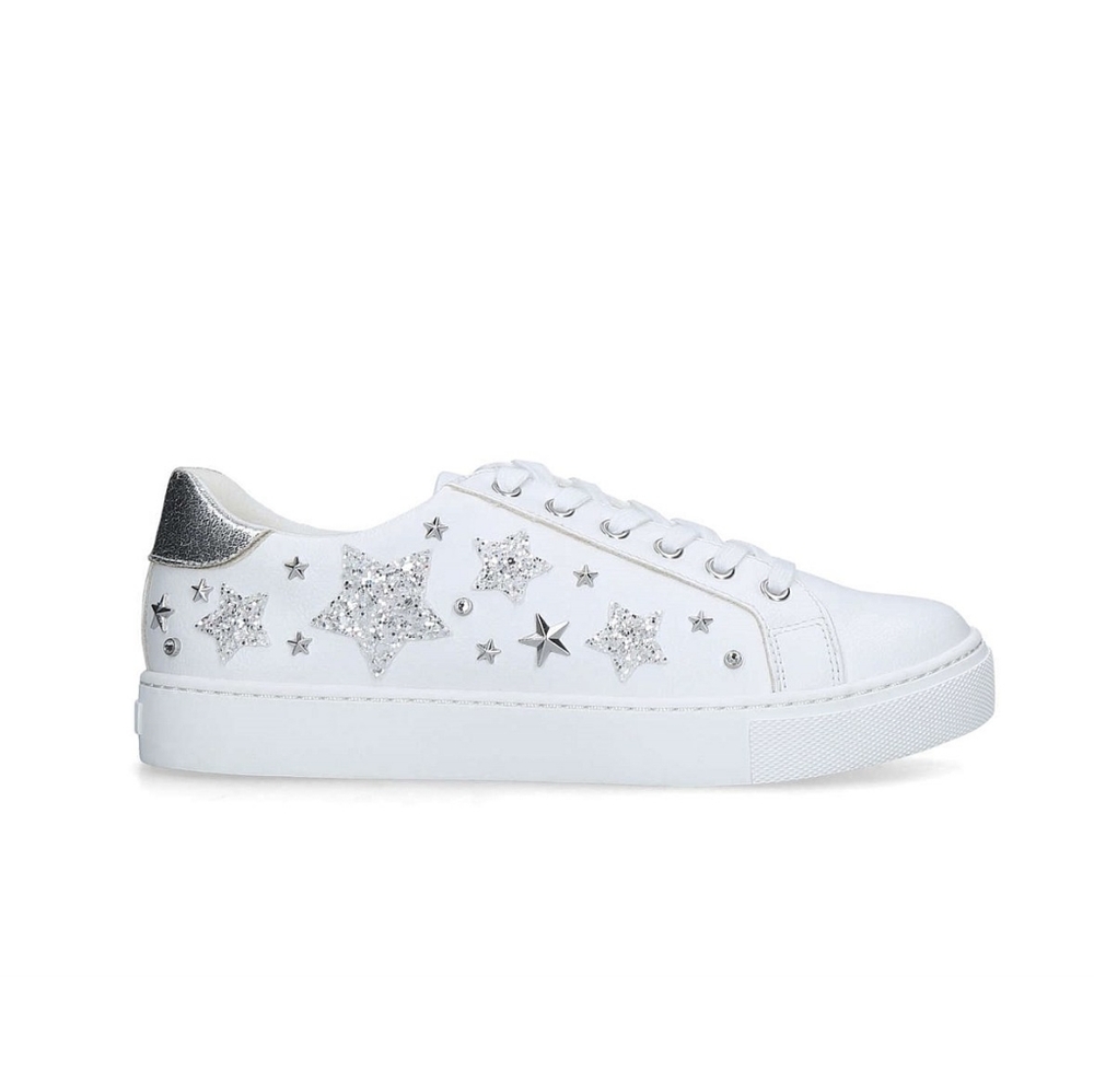 Aldo Orion White Sneakers with Silver Star Accents